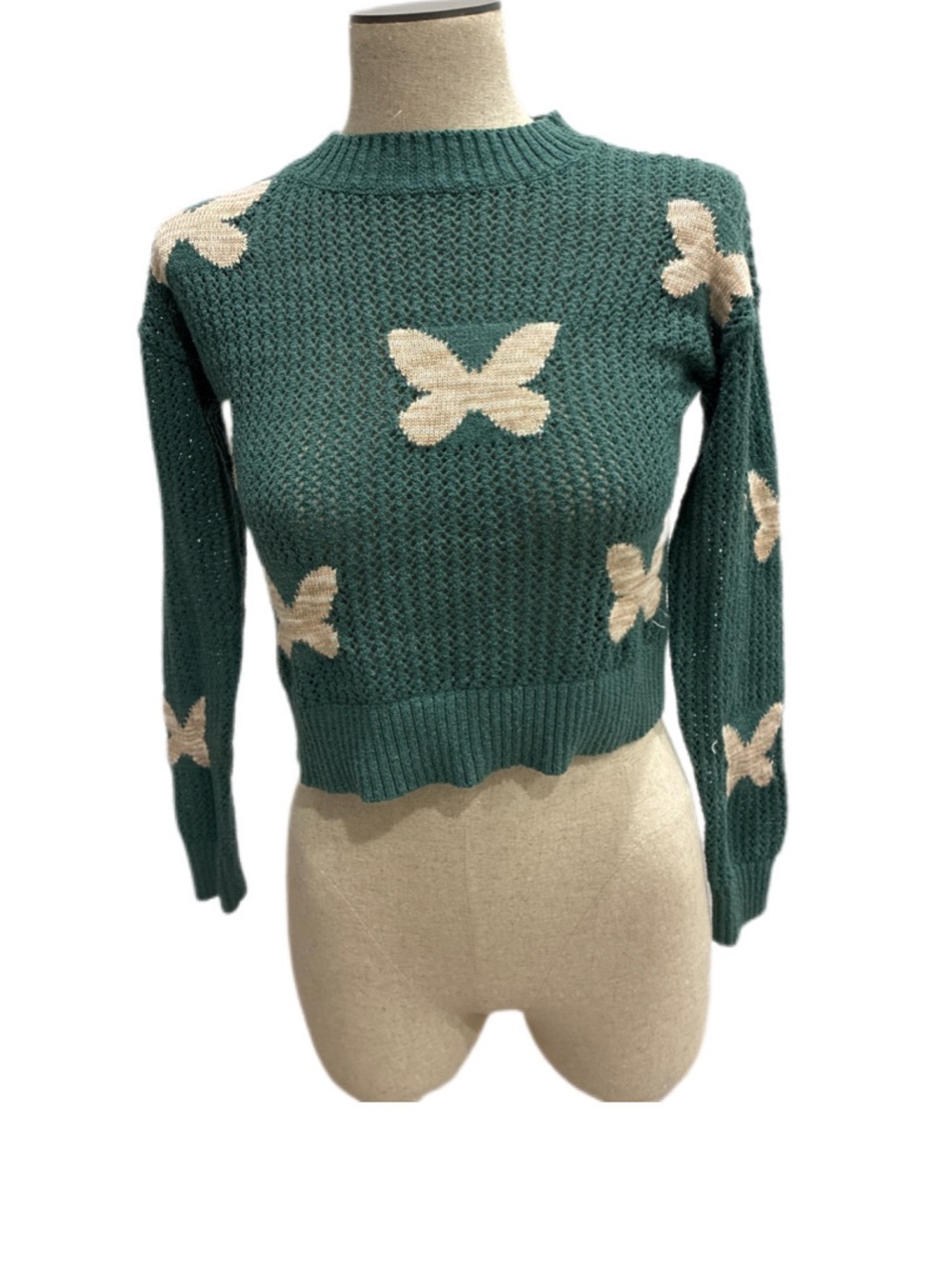 Emerald Green Butterfly Crewneck Sweater